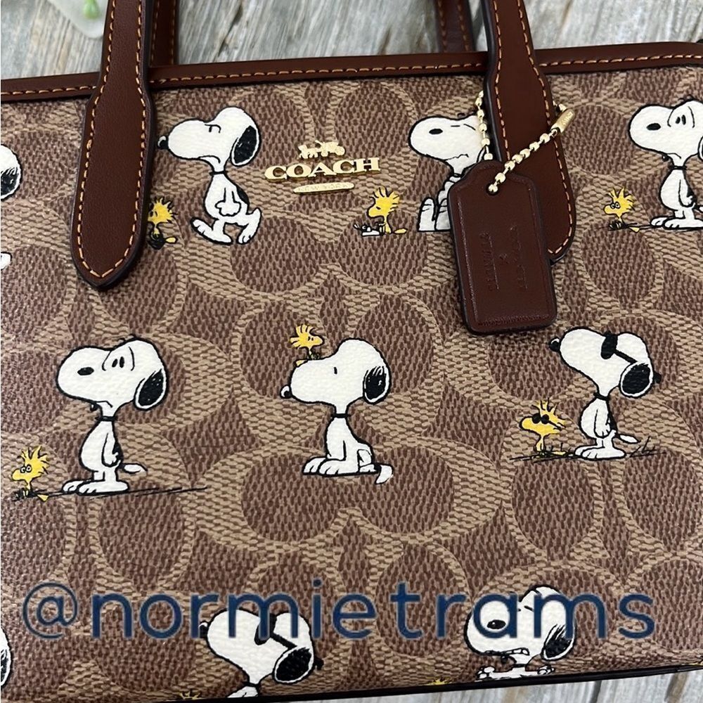 Coach X Peanuts City Mini Tote Bag In Signature Canvas With Snoopy Print Purse - Picture 3 of 8